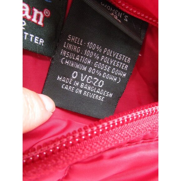 LL Bean Jacket Medium Red Goose Down Reversible Puffer Quilted * - Picture 13 of 16